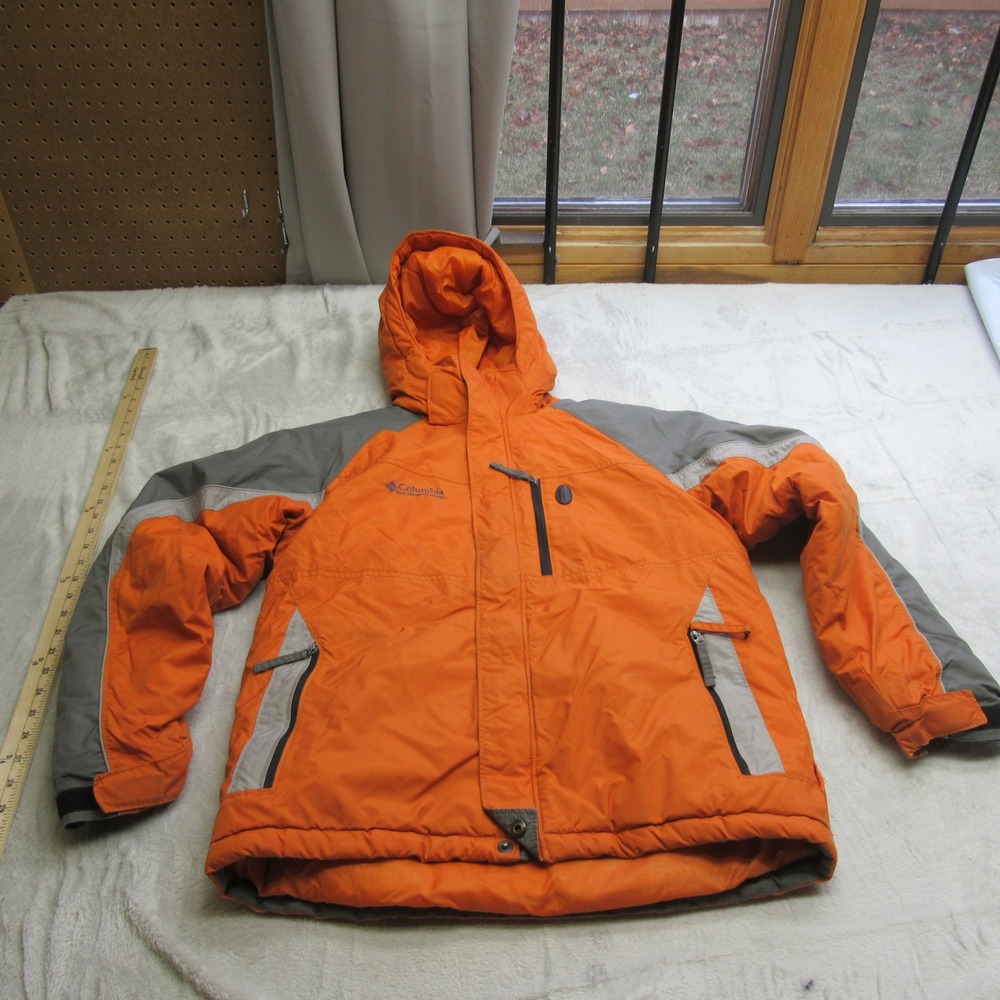 Columbia Jacket Youth 14/16 Orange‎ Insulated Hooded Full Zip Ski Rain Wind Snow